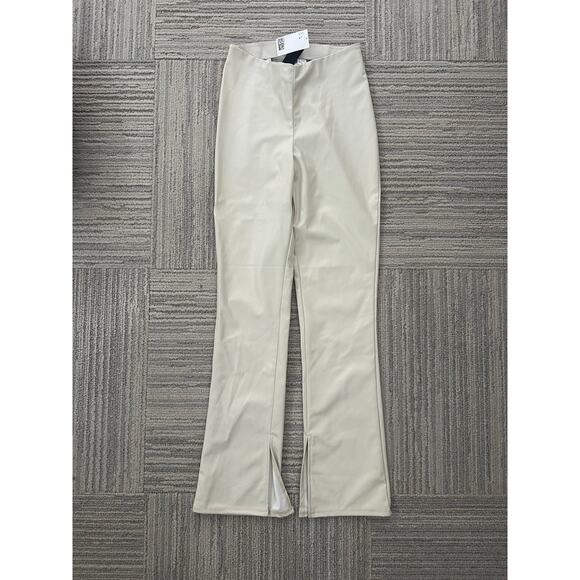 H&M Tik Tok Viral Vegan Faux Leather Pant / Cream / 6 - Picture 3 of 7